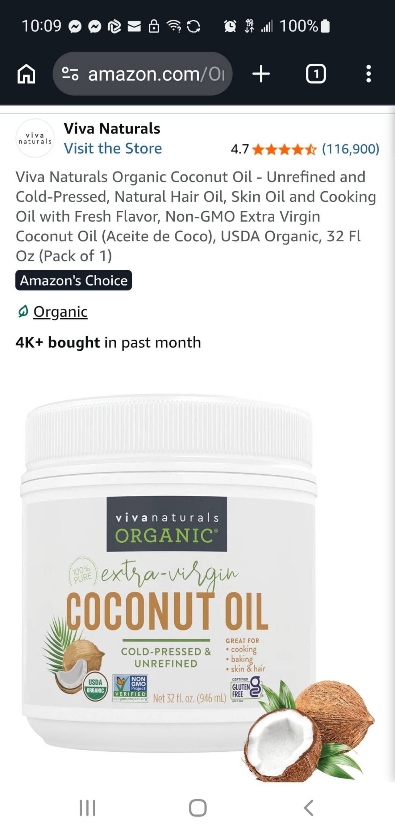 Coconut Oil Organic Coconut Oil white tub