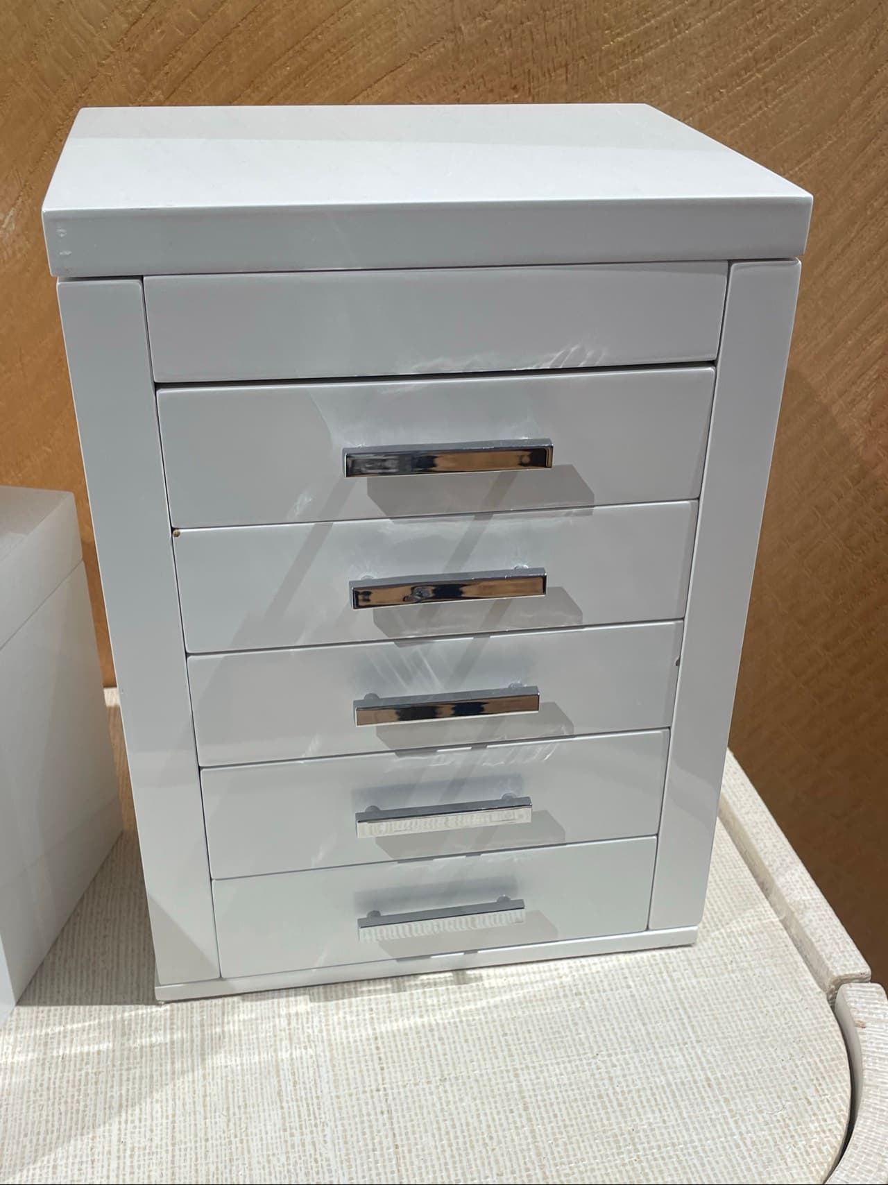 White Glossy Jewelry Box with Drawers