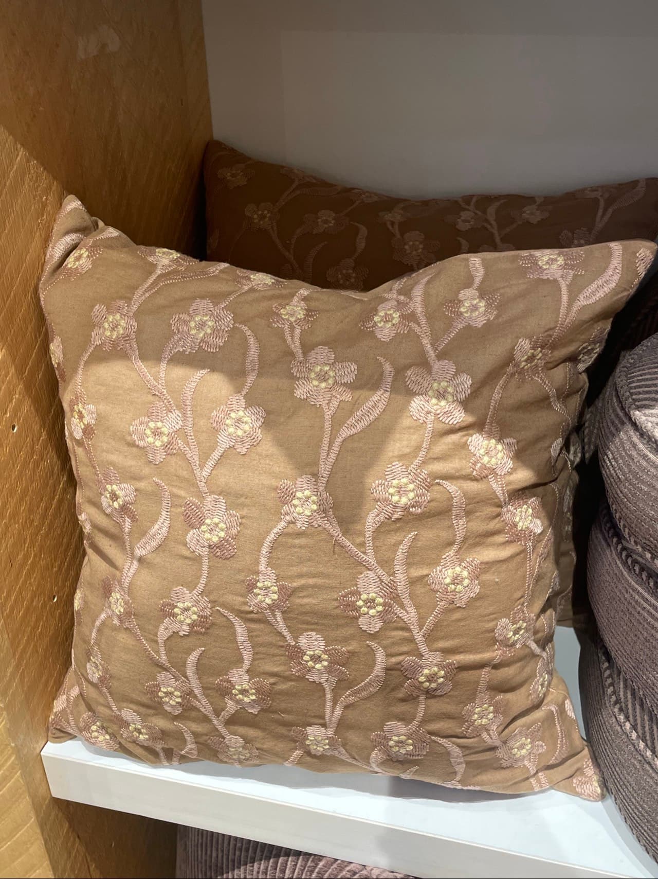 Floral Embroidered Throw Pillow