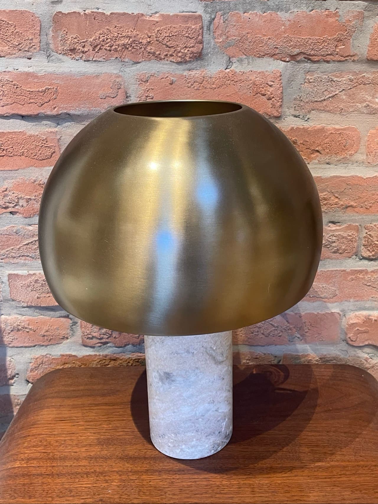 Brass and Marble Mushroom Table Lamp