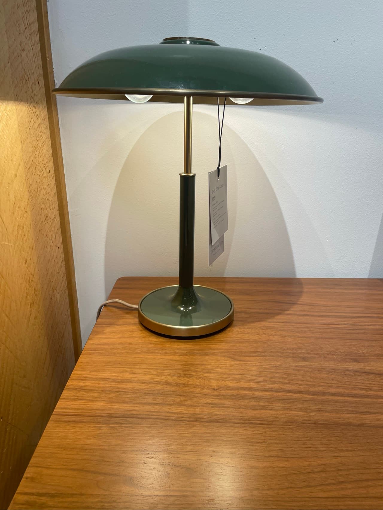 Green and Brass Table Lamp