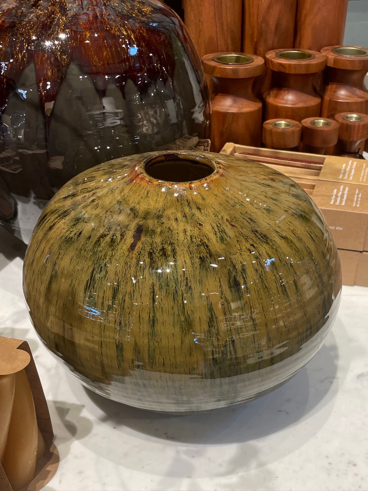 Round Glazed Ceramic Vase