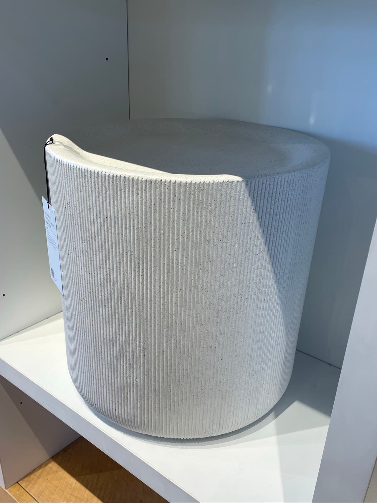 White Seat Ribbed Concrete Stool