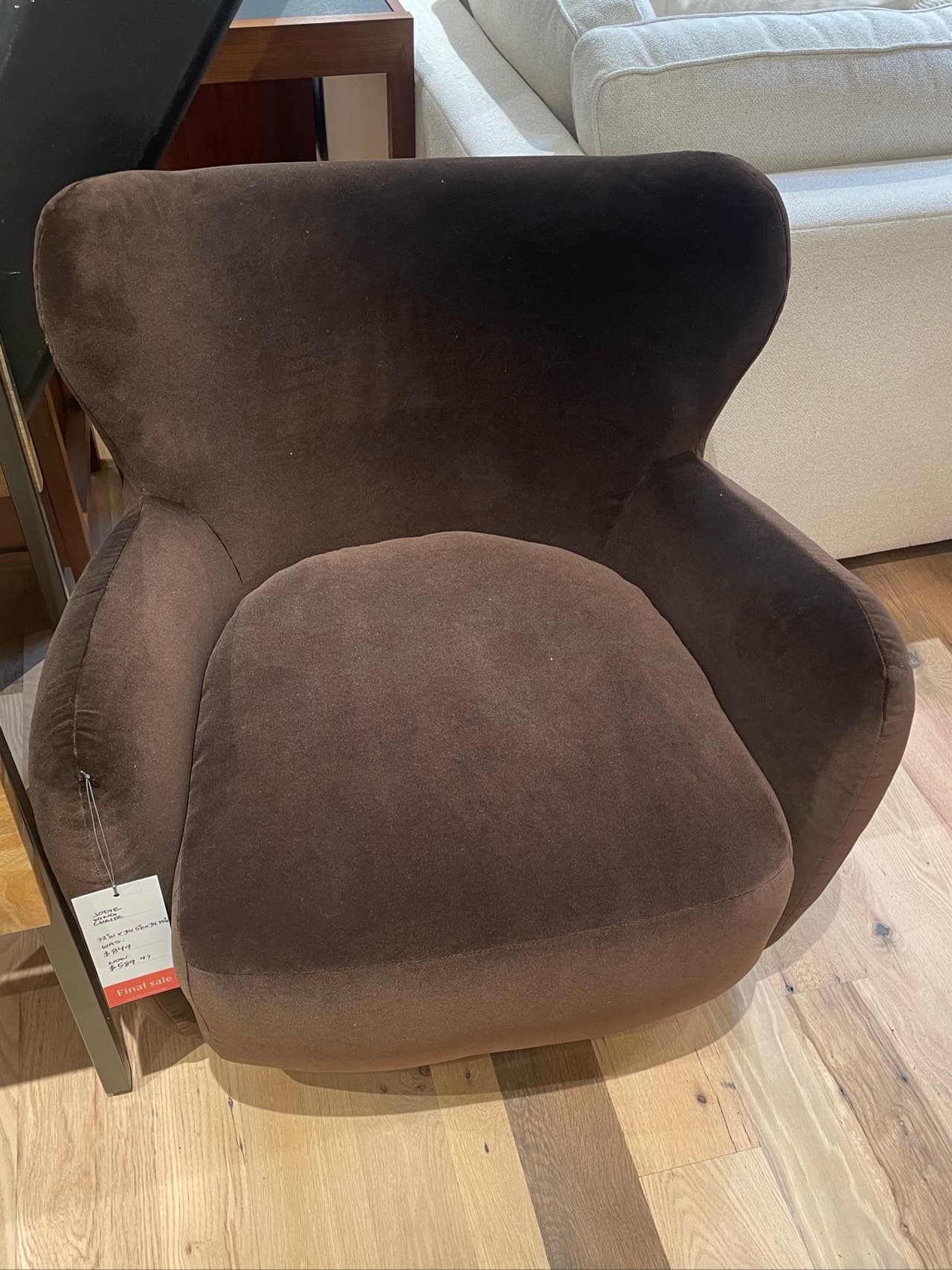 Brown Velvet Armchair