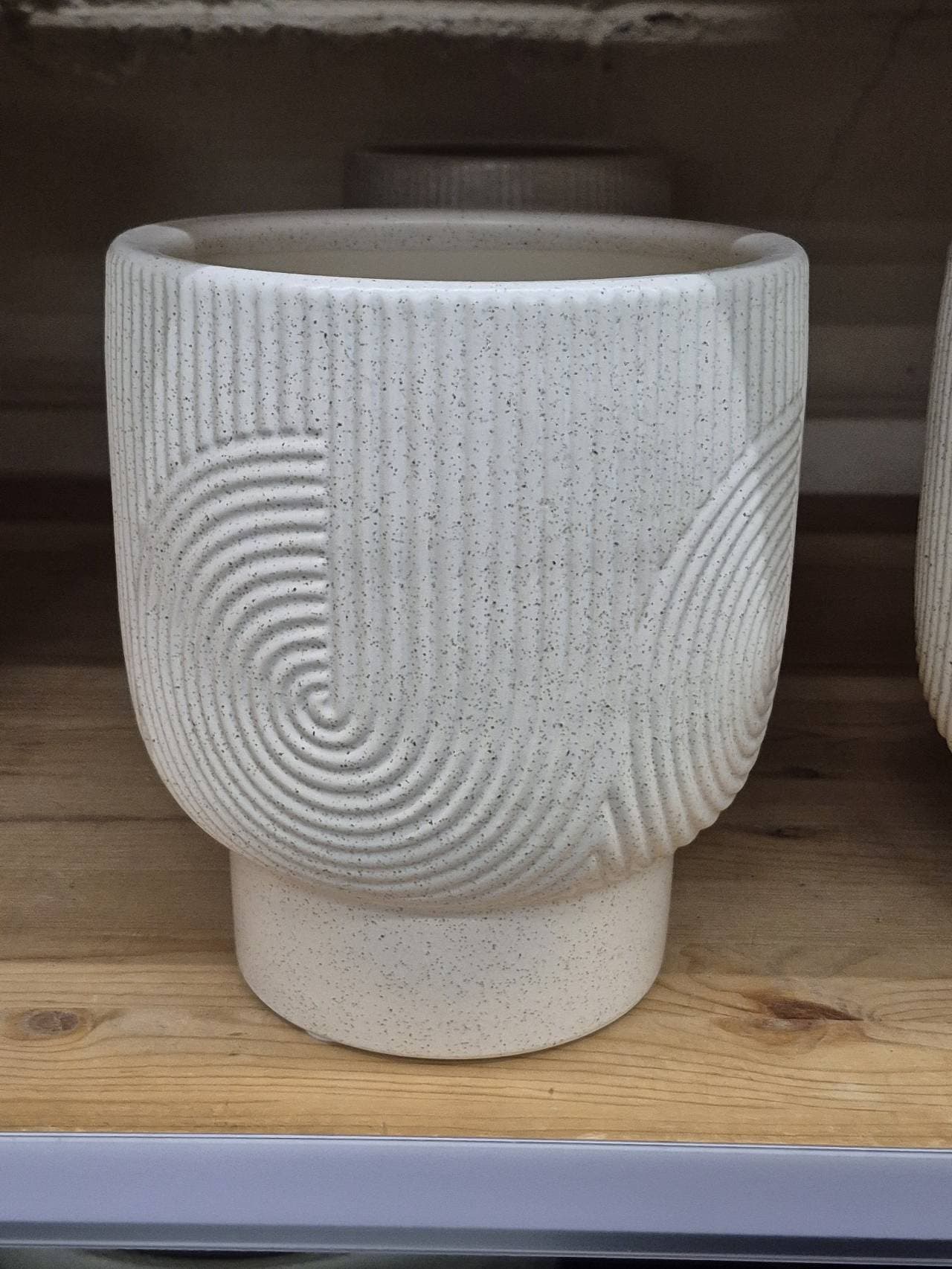 White Ceramic Planter textured