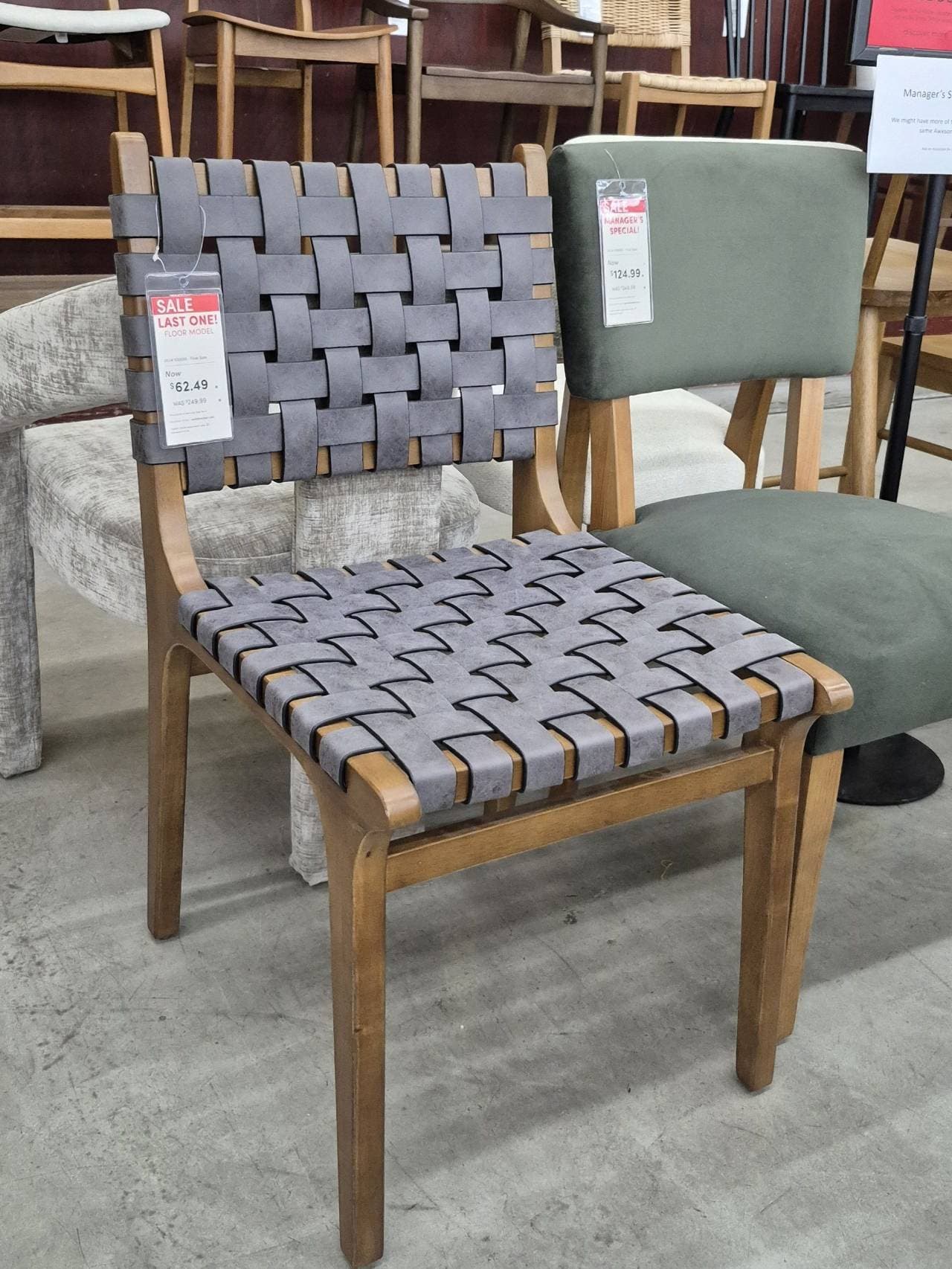 Woven Chair Woven Strap Dining Chair wood grey