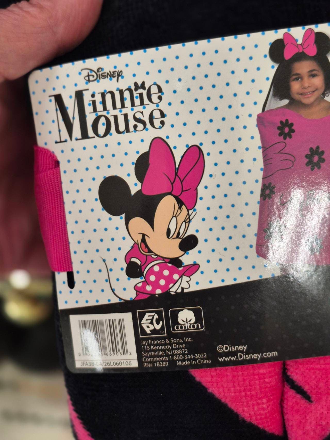 Minnie Mouse Towel polka dot black pink