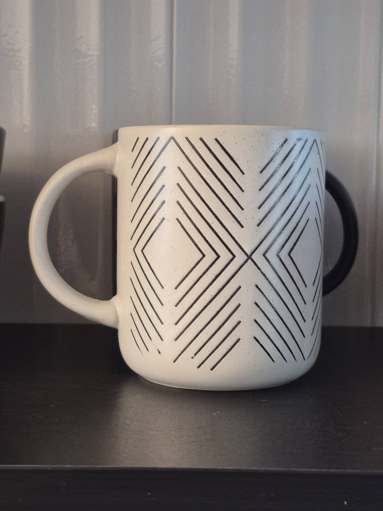 Geometric Pattern Mug white black geometric pattern ceramic