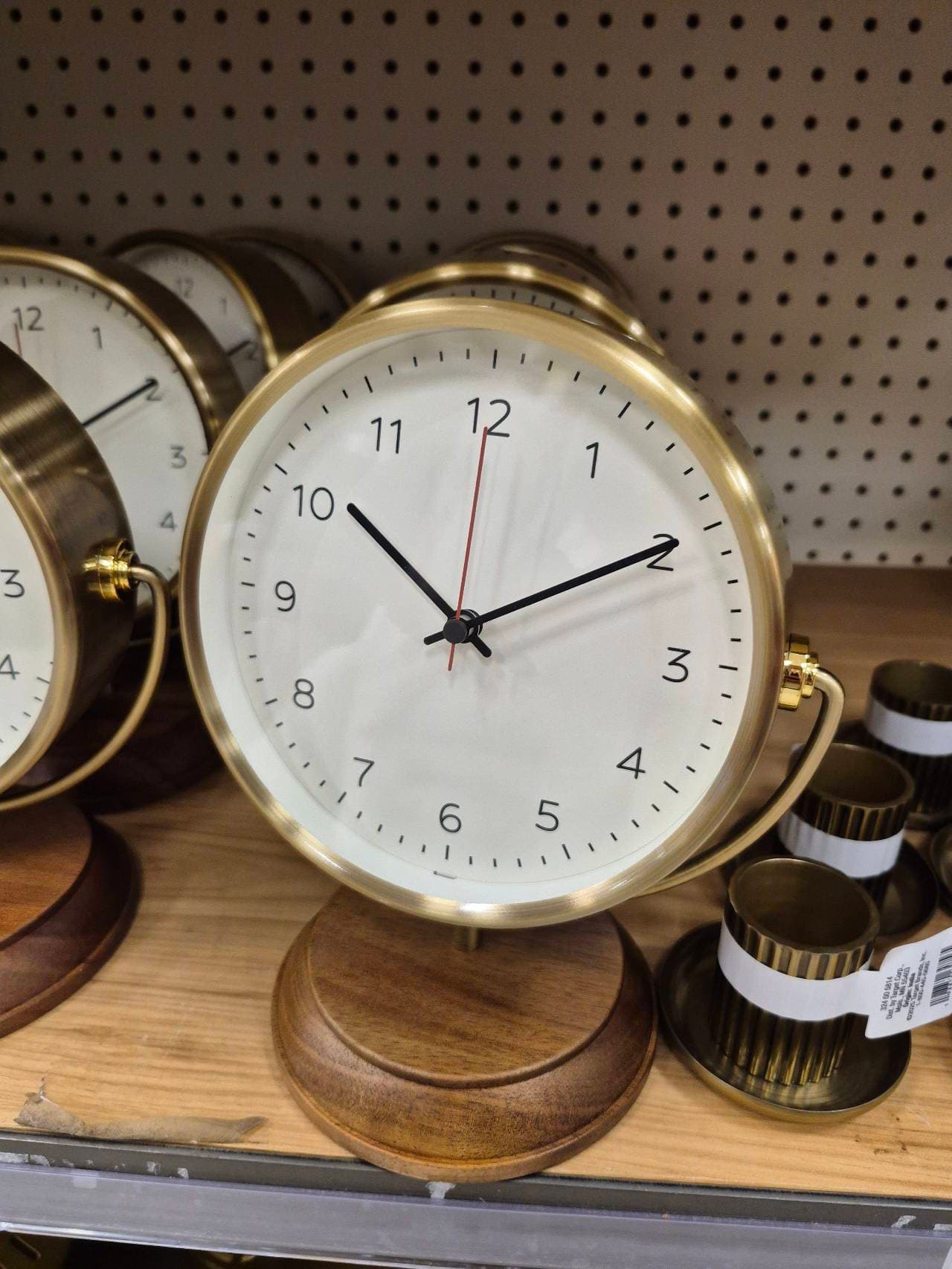 Gold and Wood Table Clock white
