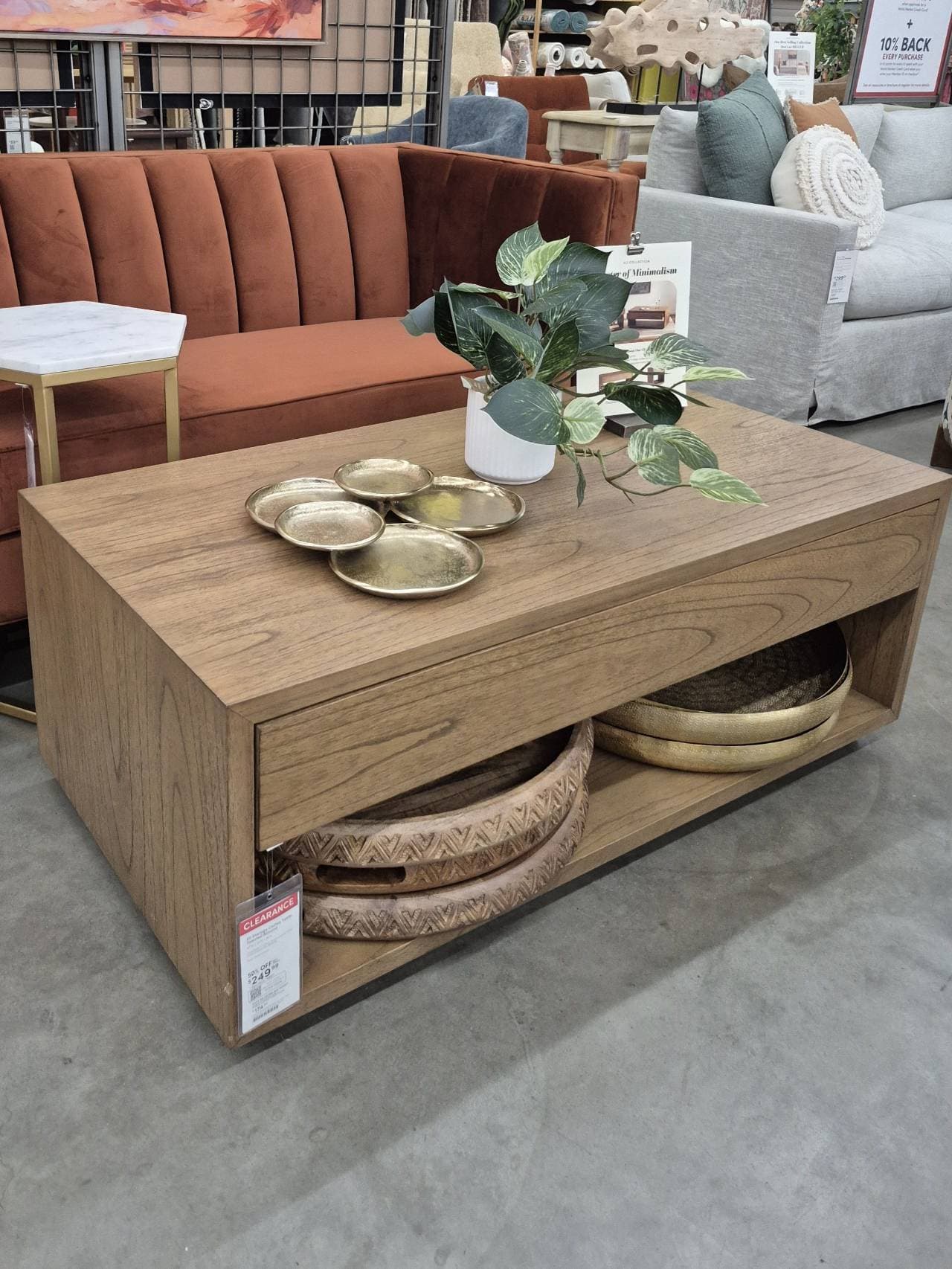 Coffee Table wood rectangular drawer