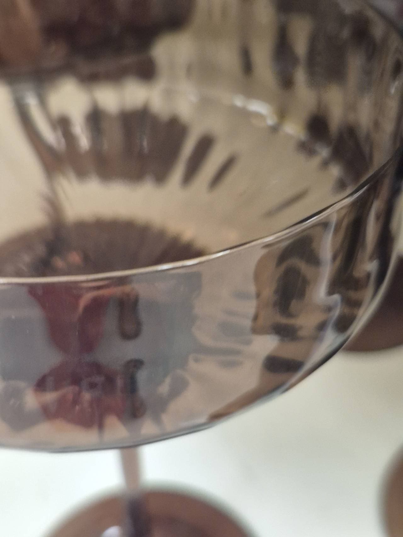 Brown Ribbed Glass Coupe