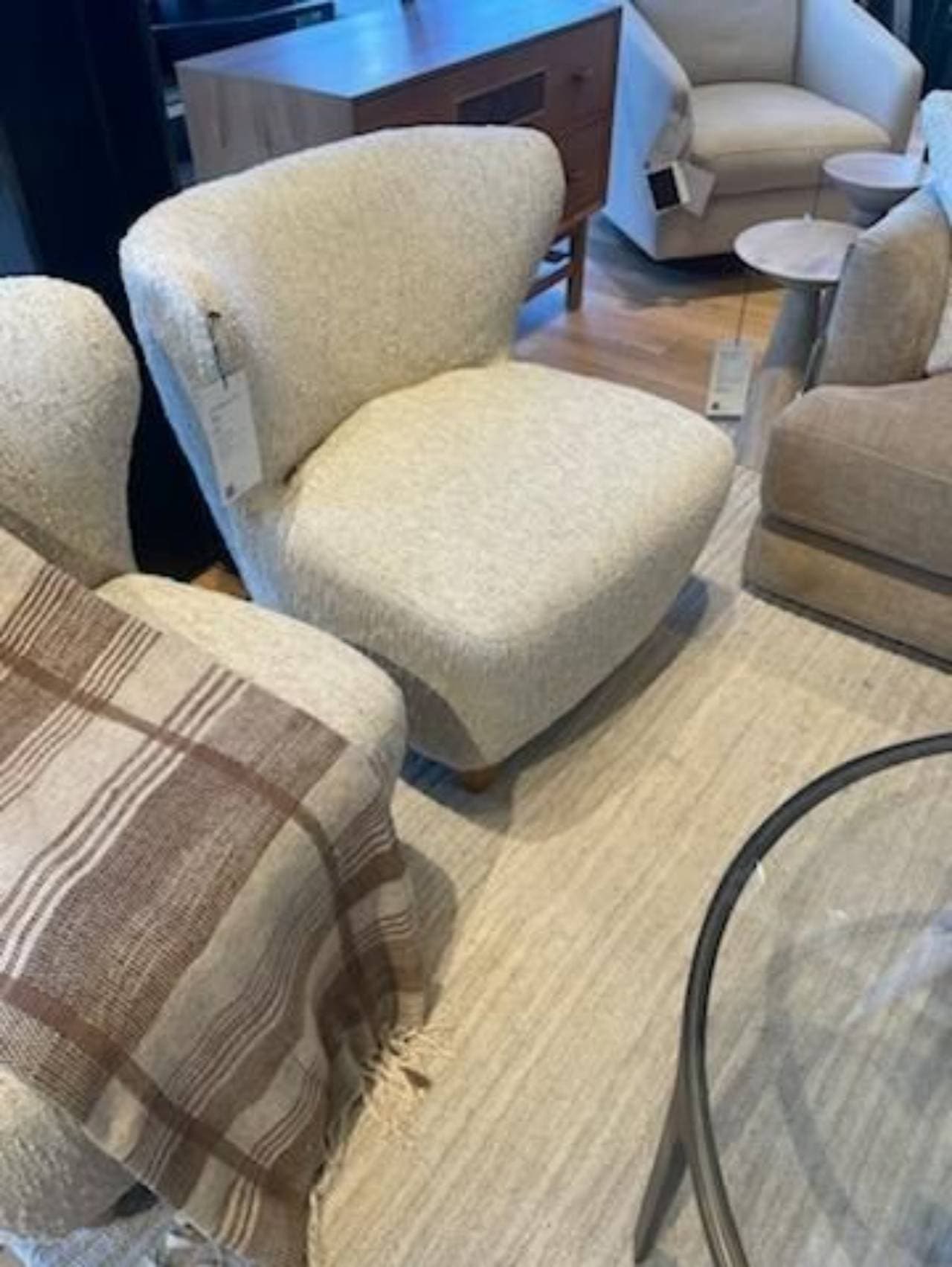 Boucle Armless Chair white