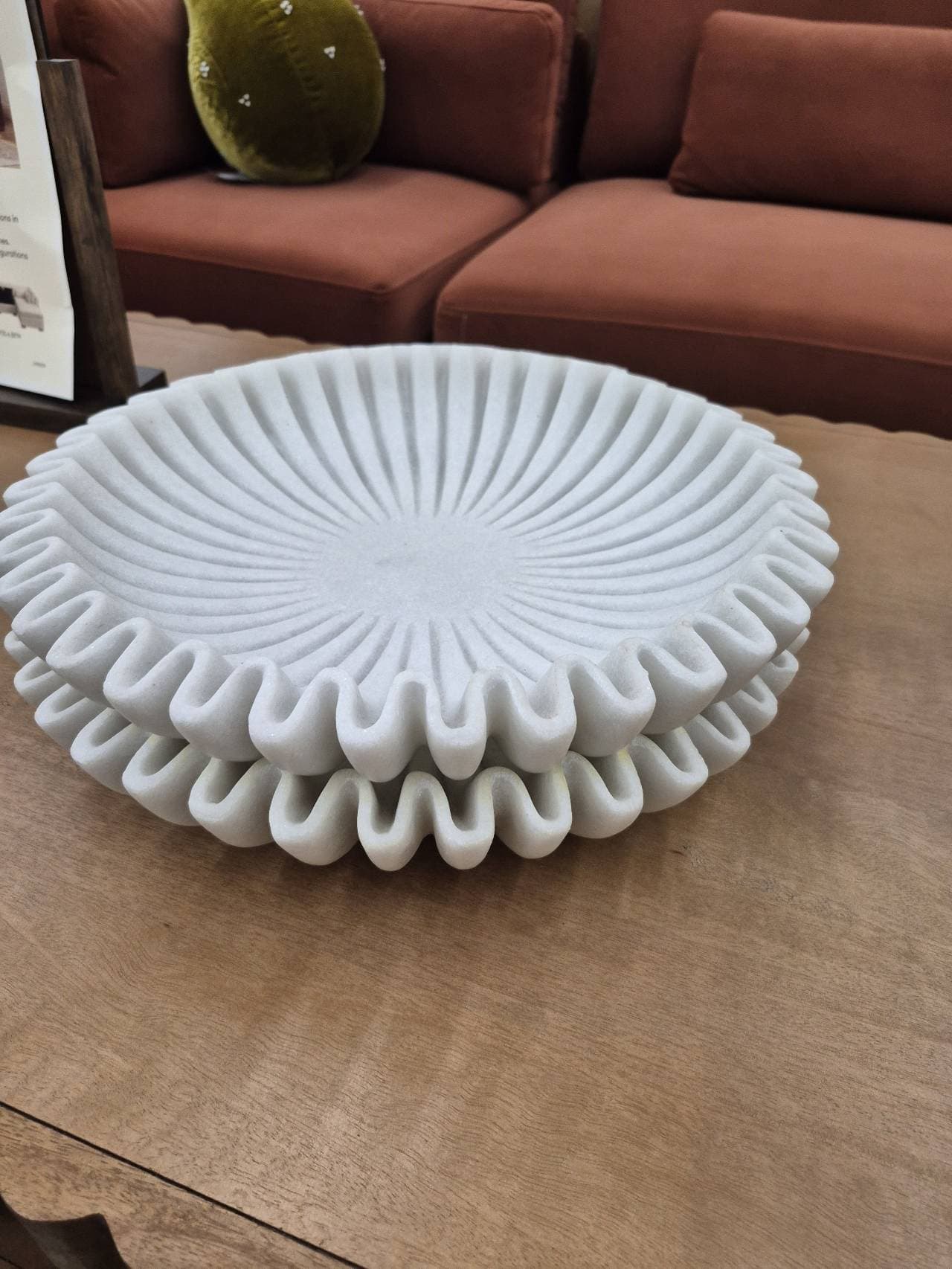 Fluted Decorative Bowl white scalloped edge