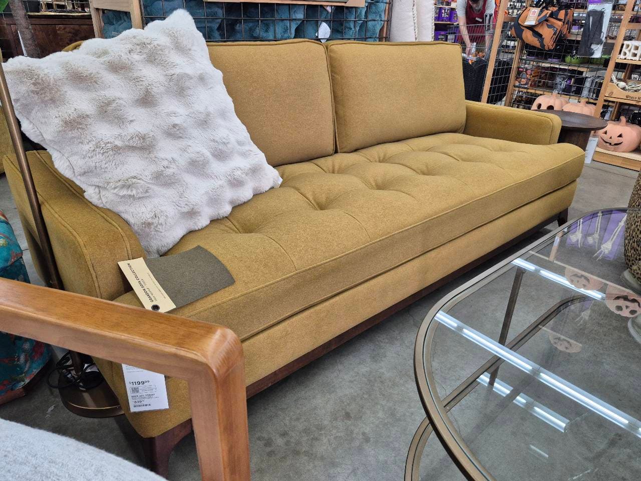 Yellow Tufted Sofa fabric